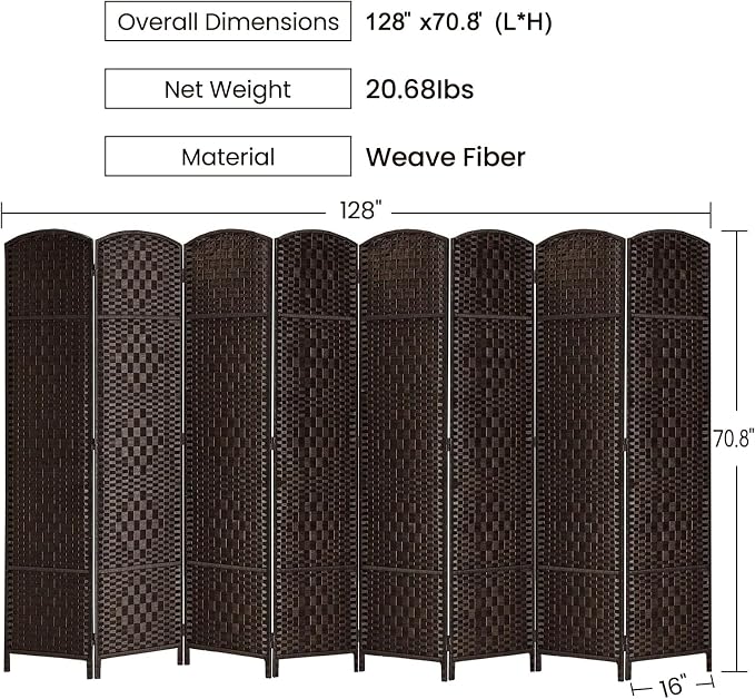 Rose Home Fashion Room Divider, 6 ft Tall Room Dividers and Folding Privacy - Image 3