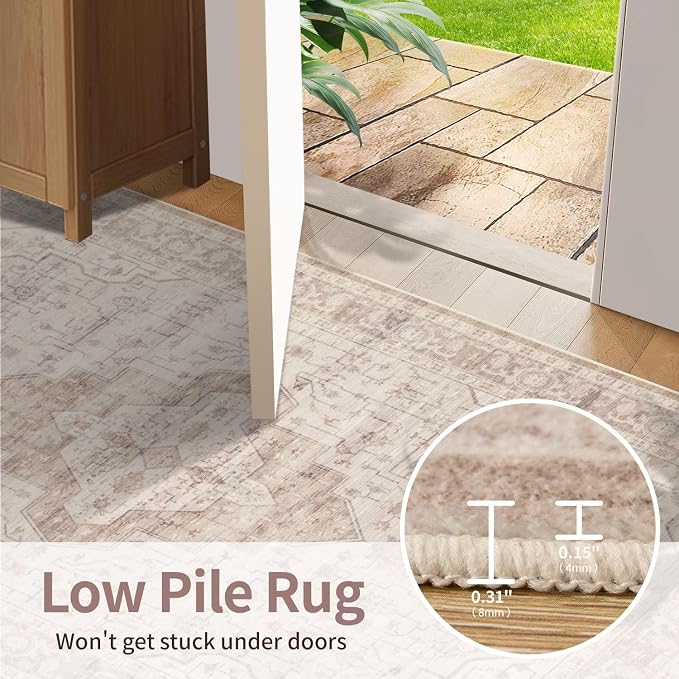 Rugxara Washable Area Rug for Living Room & Bedroom, Soft Pink Rugs for Girls - Image 8