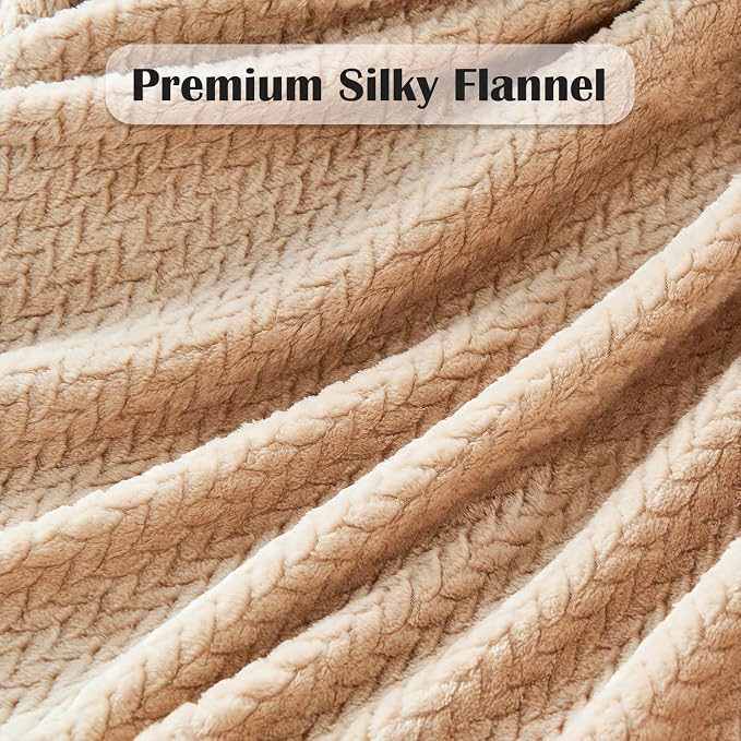 NEWCOSPLAY Super Soft Throw Blanket Brown Premium Silky Flannel Fleece Leaves - Image 5