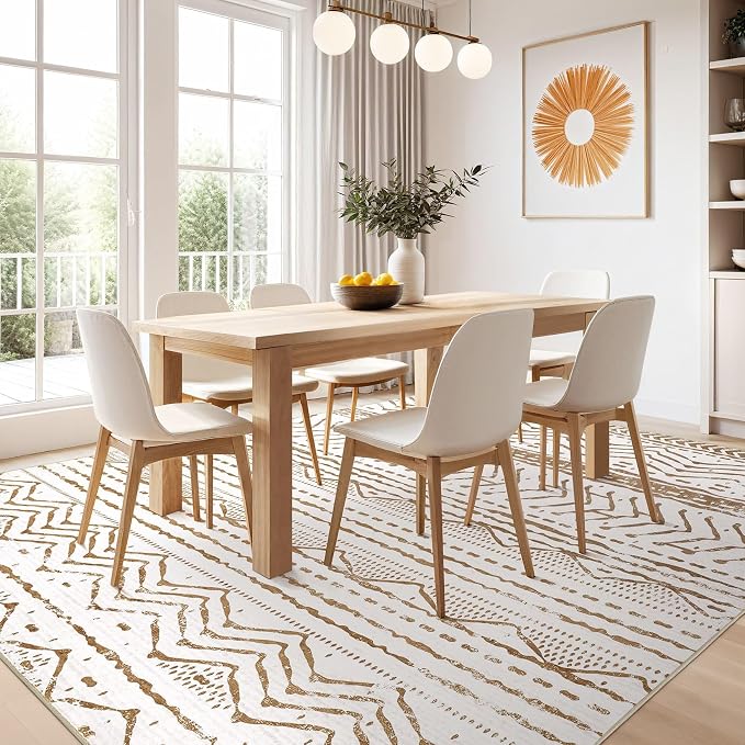 Nakagishi 7x9 Area Rugs Living Room: Washable Boho Large Neutral Soft Farmhouse - Image 5