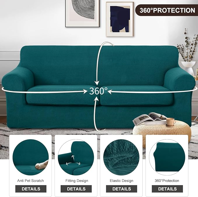 U-NICE HOME 3 Pieces Stretch Couch Cover Sofa Cover Washable Sofa Slipcover - Image 4