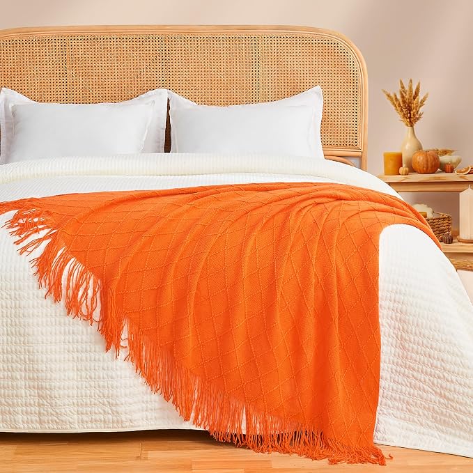 inhand Fall Throw Blanket Burnt Orange Halloween Decor - Image 5
