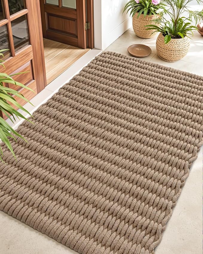 DEXI Jute Door Mat for Front Entryway, 35x59 Braided Woven Doormat Outside by DEXI