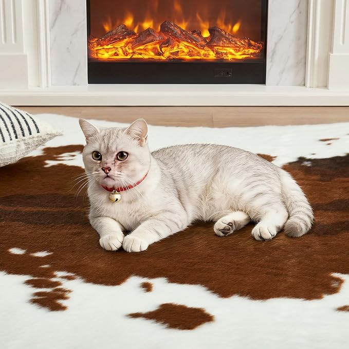 JONIYEAR Large Durable Faux Cowhide Area Rug 4.9 x 6.56 Feet, Premium Cow Print - Image 7