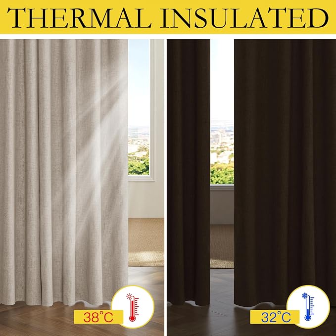 NICETOWN Farmhouse Style Keep Warm Large Window Draperies 108 inches Length - Image 4
