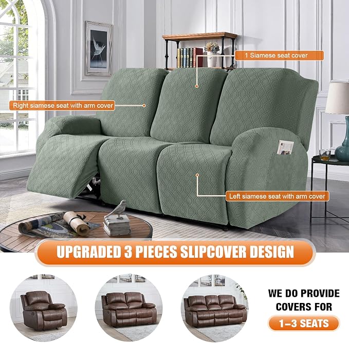 VANSOFY Recliner Cover, 3-Pieces Stretch Reclining Couch Covers - Image 6