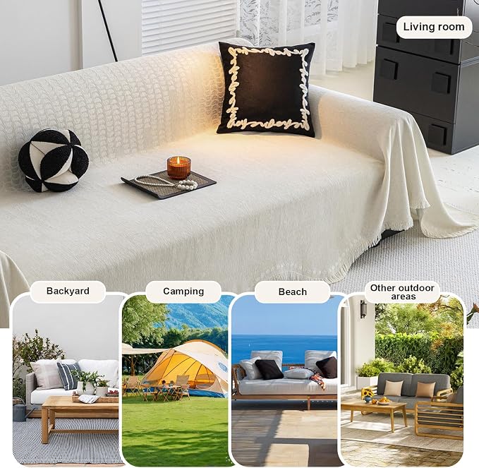 ROOMLIFE Boho White Couch Cover - Image 8
