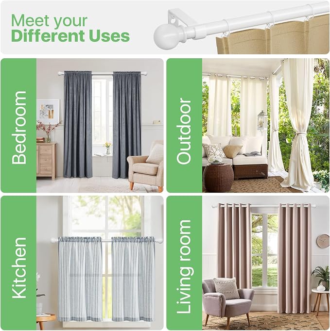Curtain Rods for Windows 28-48 inch, 2 Pack White Curtain Rod - Image 7