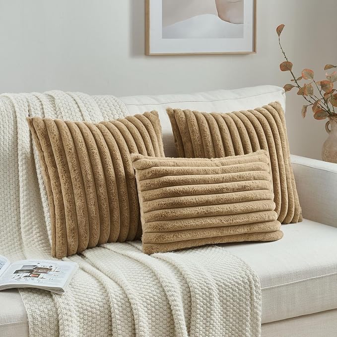 FUTEI Camel Decorative Throw Pillow Covers Set of 2, 12x20 Inch Soft Fluffy - Image 4