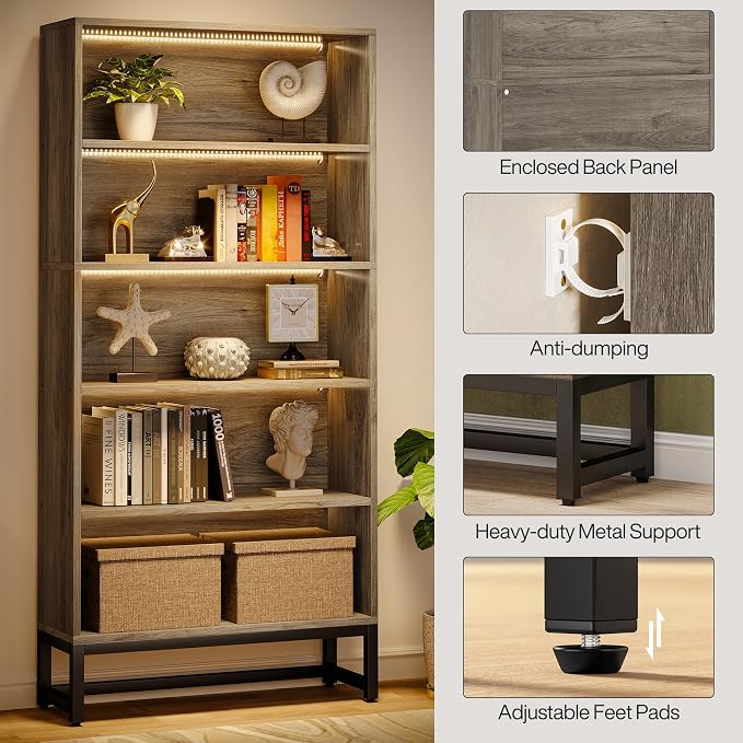 Tribesigns Tall Bookcase Bookshelf, 70.8" Large Bookcases Organizer - Image 5