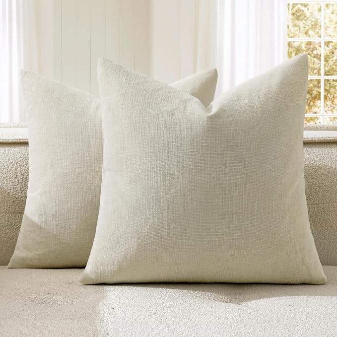 MIULEE Cream Couch Pillow Covers 18x18 Inch by MIULEE