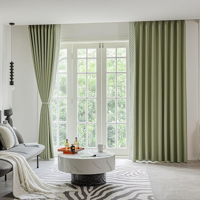 VisionaryHomeDesign Green Pinch Pleat Curtains, High End Curtains - Image 3