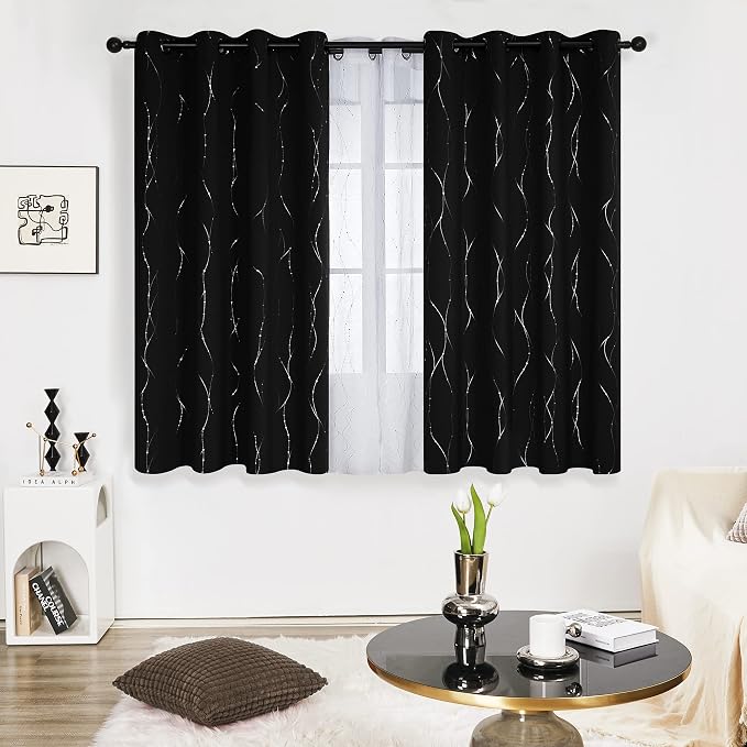 Deconovo Blackout Curtains 63 Inch Length 2 Panels Set, Thermal Insulated Noise - Image 2