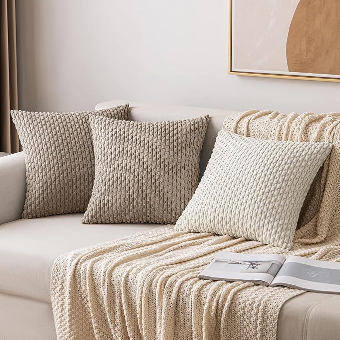 MIULEE Pack of 2 Decorative Throw Pillow Covers 18x18 Inch Soft Boho Striped - Image 4