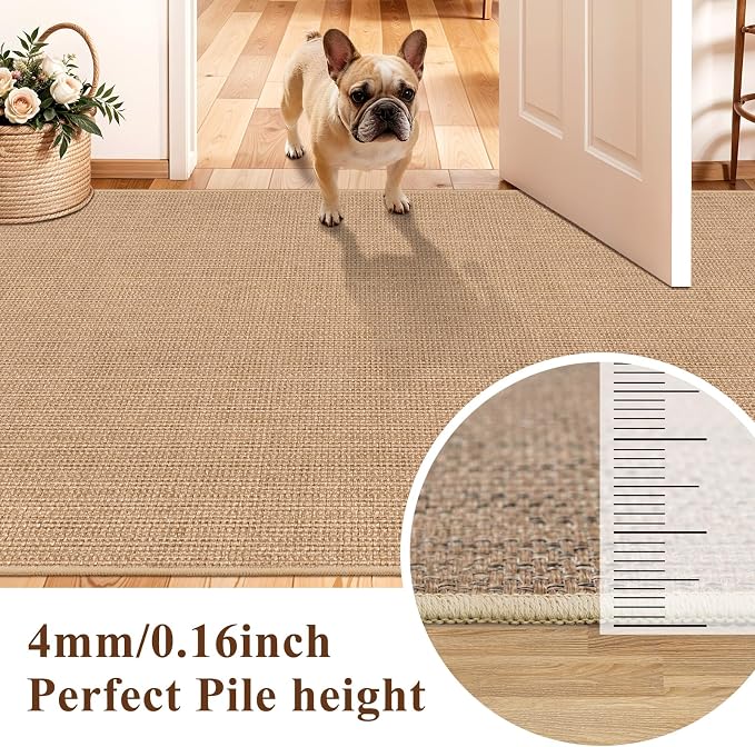 3x6 Kitchen Runner Rug Washable Non Slip: Solid Color Pattern Faux Jute Rug - Image 7