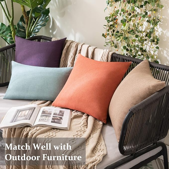 MIULEE Pack of 2 Decorative Outdoor Solid Waterproof Throw Pillow Covers Spring - Image 5