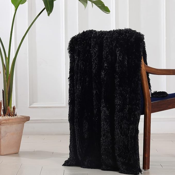 Tuddrom Decorative Extra Soft Faux Fur Blanket Queen Size 80" x 90", Solid - Image 5