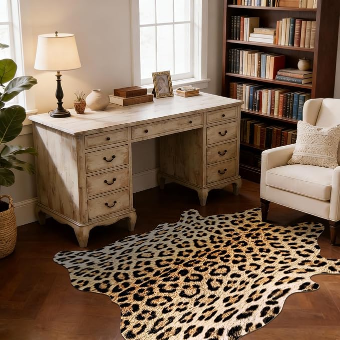 BENRON Premium Leopard Rugs for Living Room Bedroom, Non-Slip Throw Rug for by BENRON