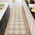 Beeiva Checkered Print Long Hallway Runner Rug Non Slip, Moroccan Trellis Home by Beeiva