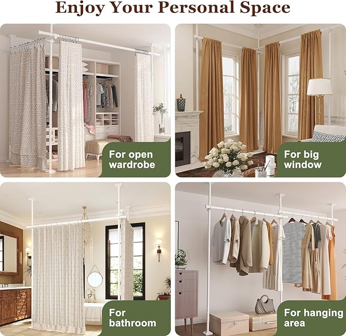 Goovilla Room Divider for Room Separation, Tension Curtain Rods No Drilling - Image 7