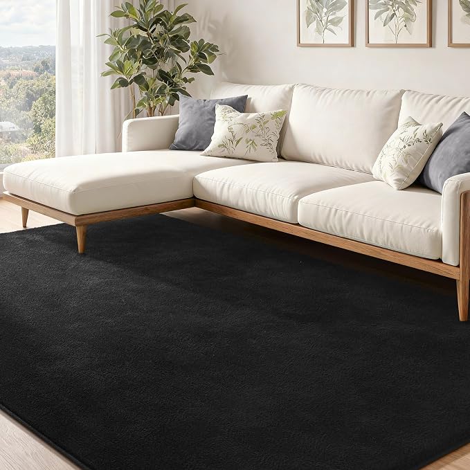Keeko 4x6 Black Area Rugs for Bedroom, Soft Modern Living Room Rug Indoor Non - Image 4
