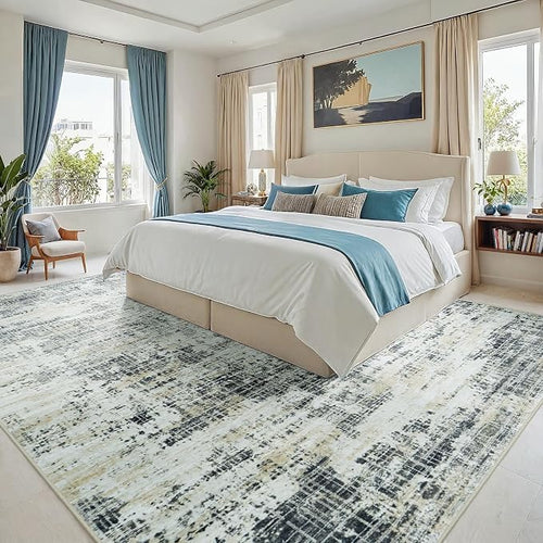 10x12 Area Rugs for Living Room Washable Rug: Anti-Skid Abstract Modern Living - Image 2