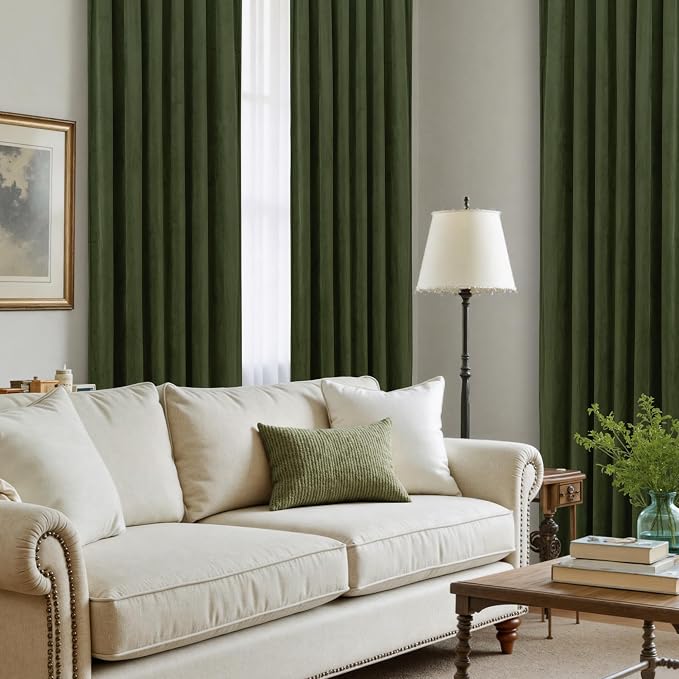 LAMIT Olive Green Velvet Curtains - Image 4