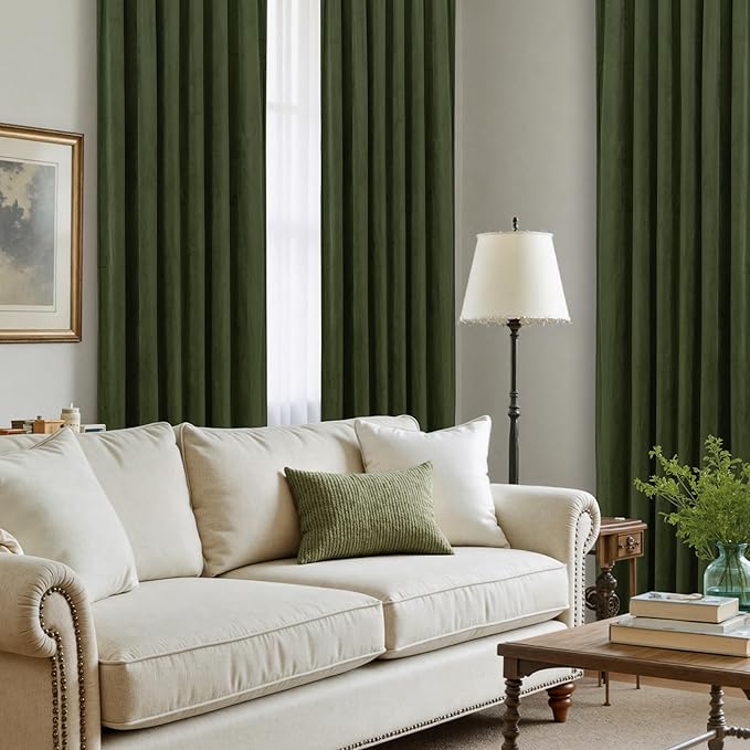 LAMIT Olive Green Velvet Curtains - Image 4