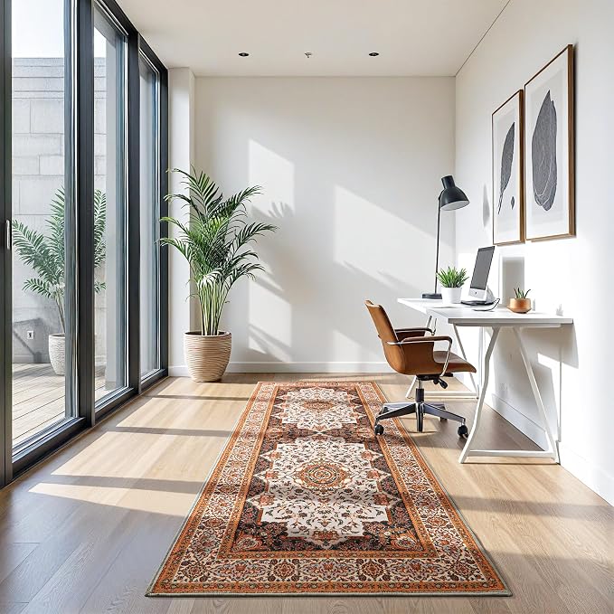 Runner Rug for Bedroom, 2x6Ft Machine Washable Area Rugs, Vintage Non-Slip Low - Image 8