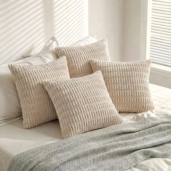 Fancy Homi 4 Packs Tan Decorative Throw Pillow Covers 22x22 Inch - Image 8