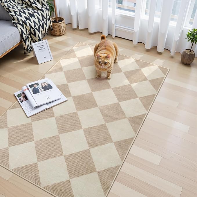 Beeiva Checkered Print 3x5 Washable Area Rug - Image 8