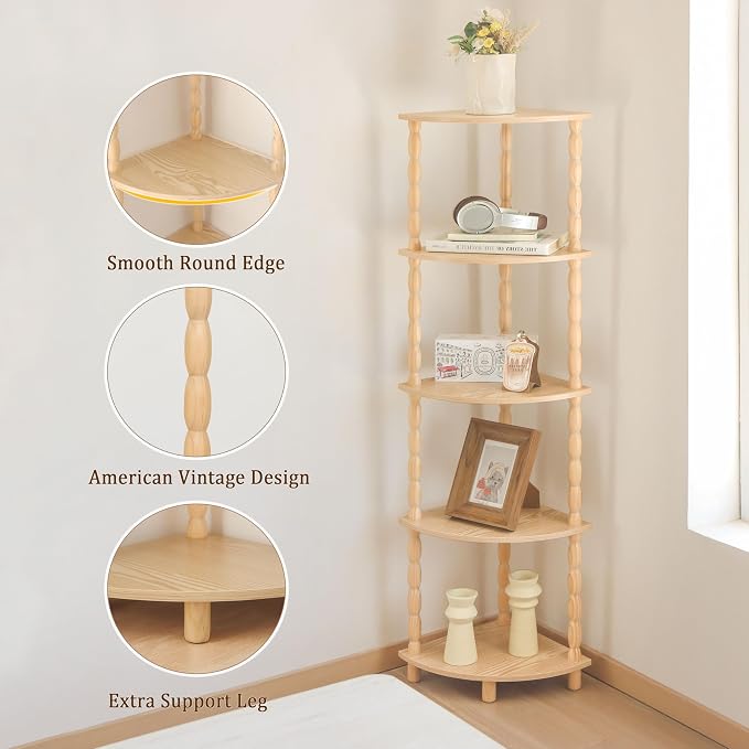 MaxSmeo Corner Shelf, 5-Tier Corner Bookshelf - Image 4