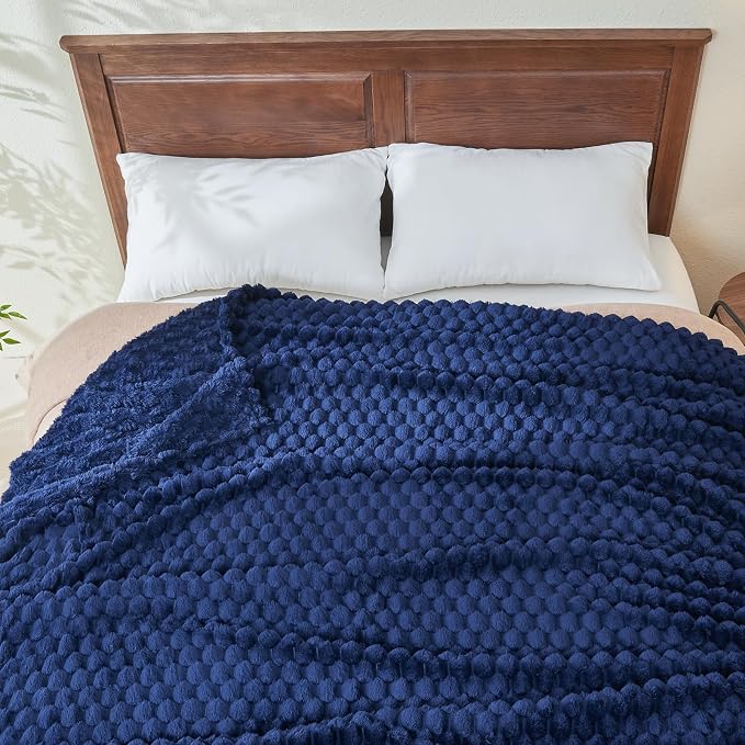 NEWCOSPLAY Super Soft King Blanket Dark Navy Premium Silky Flannel Fleece 3D - Image 8