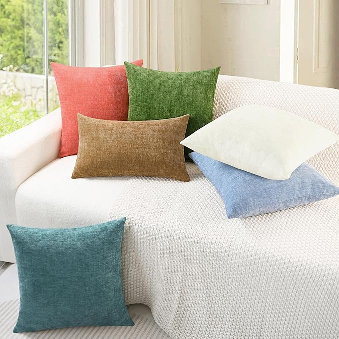 CaliTime Throw Pillow Covers Decorative 16 X 16 Inches Pack of 2 Cozy Chenille - Image 4