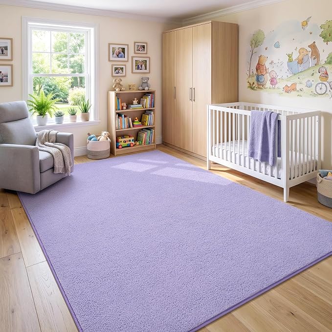 Soft Rugs for Living Room 5x7 Light Purple, Modern Area Rug for Bedroom Nursery - Image 3