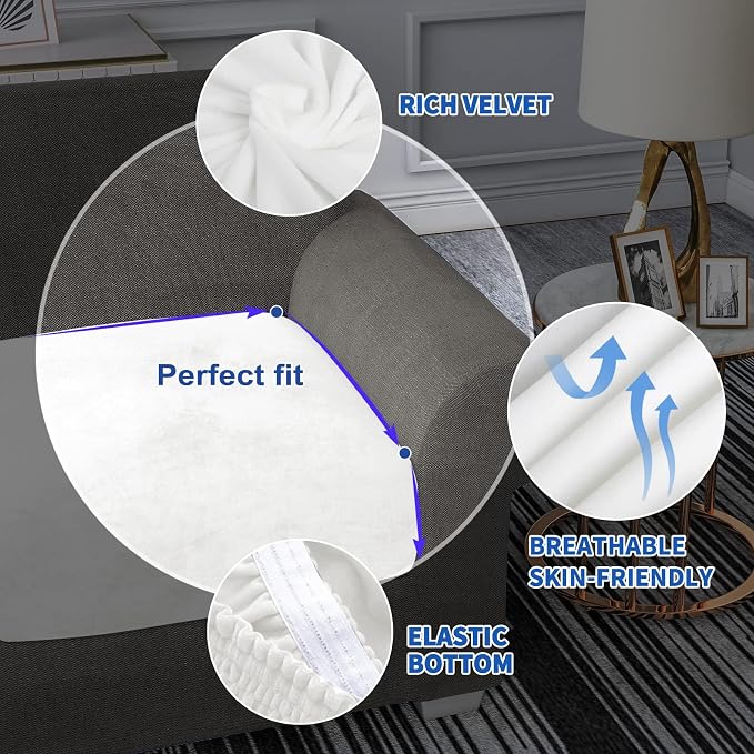 MAXIJIN 1 Piece Velvet Chaise Cover Stretch Sectional Couch Covers - Image 4