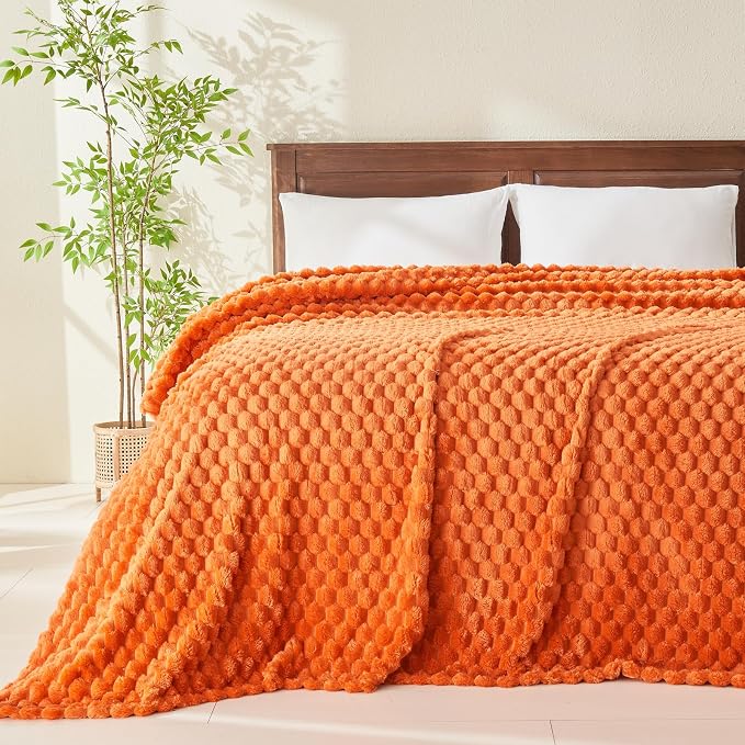 NEWCOSPLAY Super Soft Fall King Blanket Orange Premium Silky Flannel Fleece 3D - Image 2
