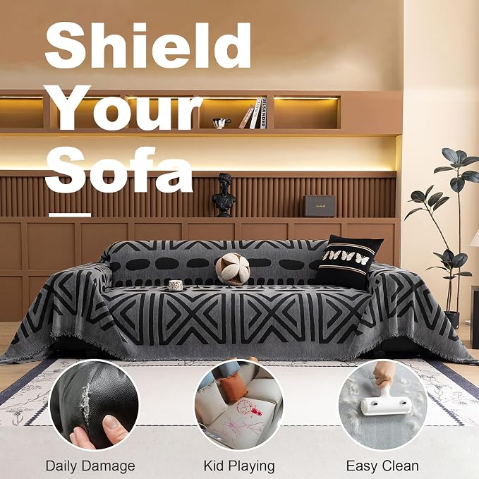 VClife Bohemian Sofa Cover Washable, Non Slip Chenille Couch Cover - Image 3