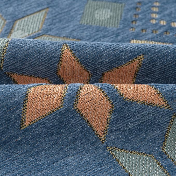 VClife Boho Couch Cover Blue Geometric Jacquard Pattern Sofa Cover, 1 Piece - Image 5