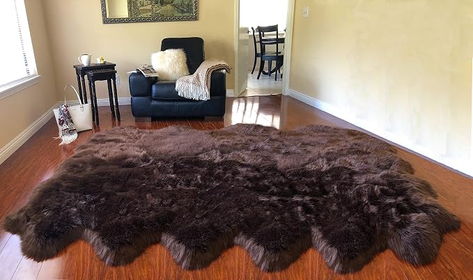 Free Shape Luxury Soft Fluffy Shag Area Rug Duo Decto 12 Pelts 6'x12', 180x360cm by LAMBZYRUGS