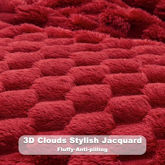 NEWCOSPLAY Super Soft Twin Blanket Red Premium Silky Flannel Fleece 3D Clouds - Image 5