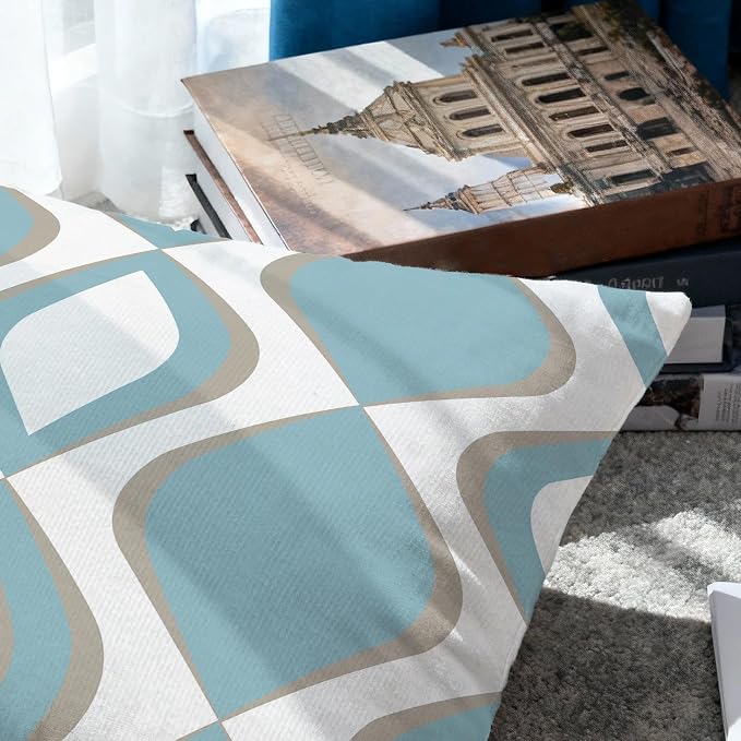 Hexagram Blue Geometric Pillow Covers 16x16 Set of 4, Decorative Outdoor Modern - Image 4