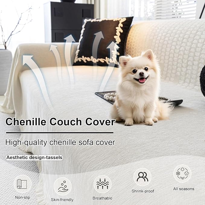 ROOMLIFE Boho White Couch Cover - Image 2