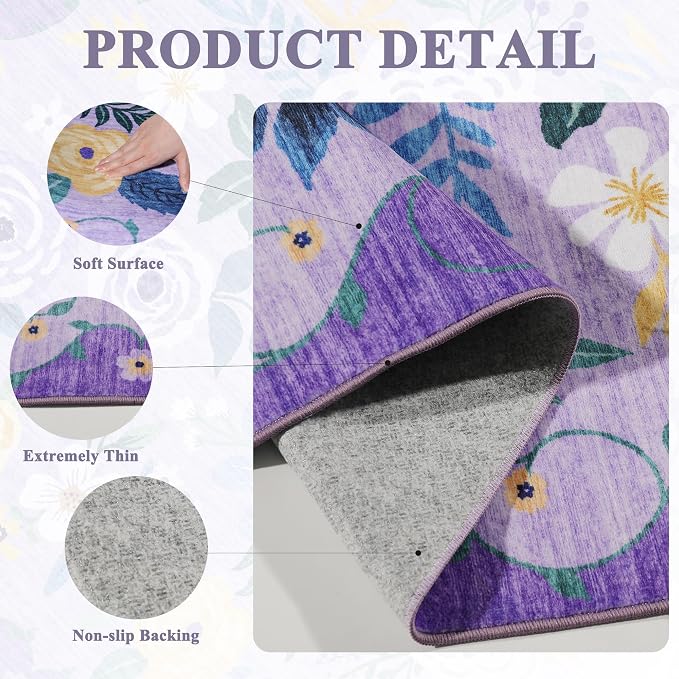 DUKINO 5x7 Area Rug, Floral Rugs - Image 4