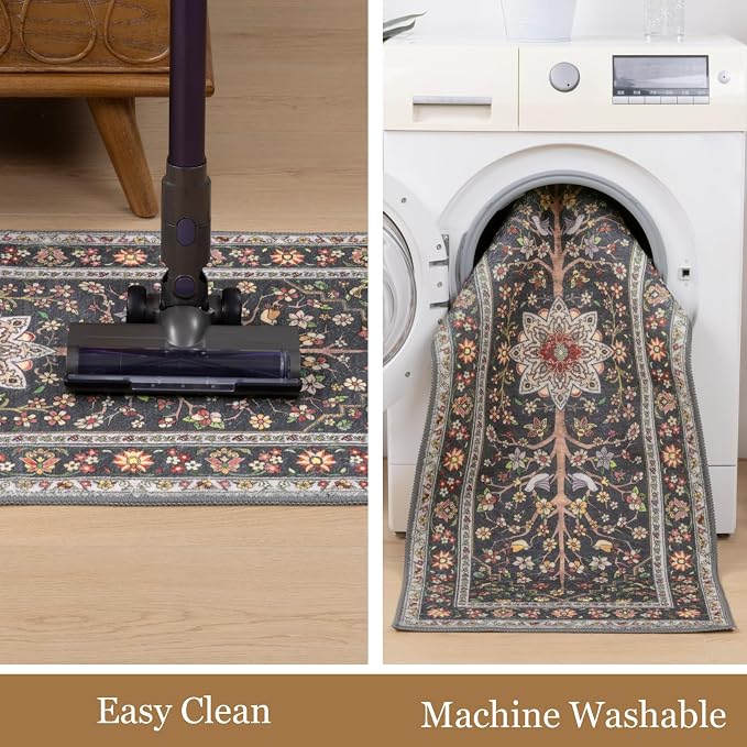 HEBE Boho Kitchen Rugs Sets of 3 Non Slip Washable Farmhouse Kitchen Rugs and - Image 6