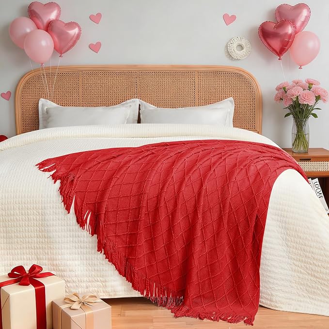 inhand Red Knitted Throw Blanket - Image 5