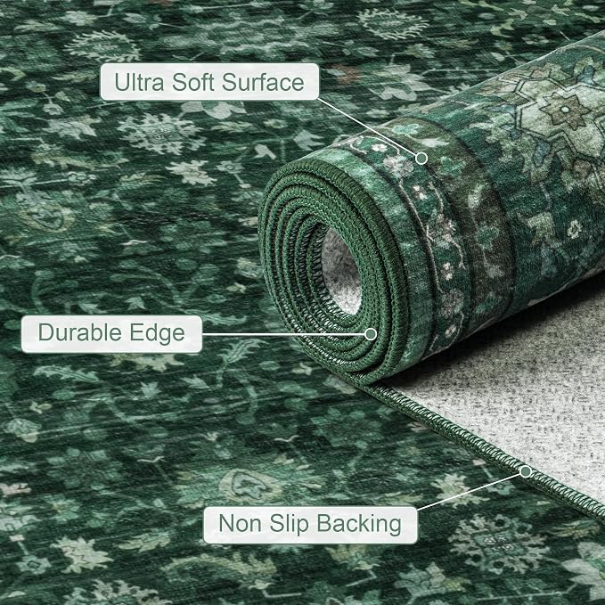 4x6 Area Rugs for Living Room: Washable Rug Soft Vintage Distressed Floral - Image 7