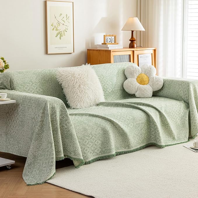 ROOMLIFE Green Sofa Cover, Vintage Boho Couch Cover by ROOMLIFE
