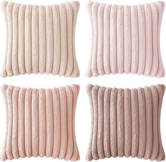 MIULEE Faux Fur Plush Decorative Throw Pillow Covers 18x18 Set of 4, - Image 8