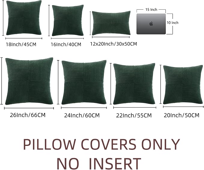 Fancy Homi Set of 2 Dark Green Decorative Throw Pillow Covers 16x16 Inch - Image 7